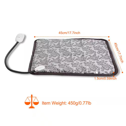 17.7 In. X 17.7 In. Pet Heating Pad Small Dog Cat Bed Electric Heating Mat Waterproof Adjustable Warming Blanket
