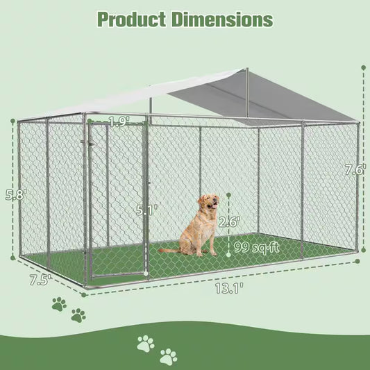 13 Ft. X 13 Ft. X 7.6 Ft. Outdoor Large Dog Kennel Heavy Duty Pet Playpen Poultry Cage Dog Exercise Pen