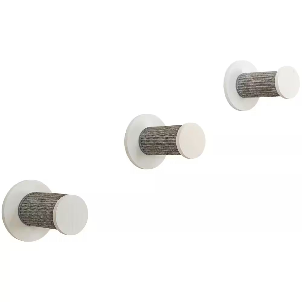 3-Pieces Wall Mount Climbing Steps, Cat Scratching Posts, Jumping Platform, Perches in Gray/White (Set 3)