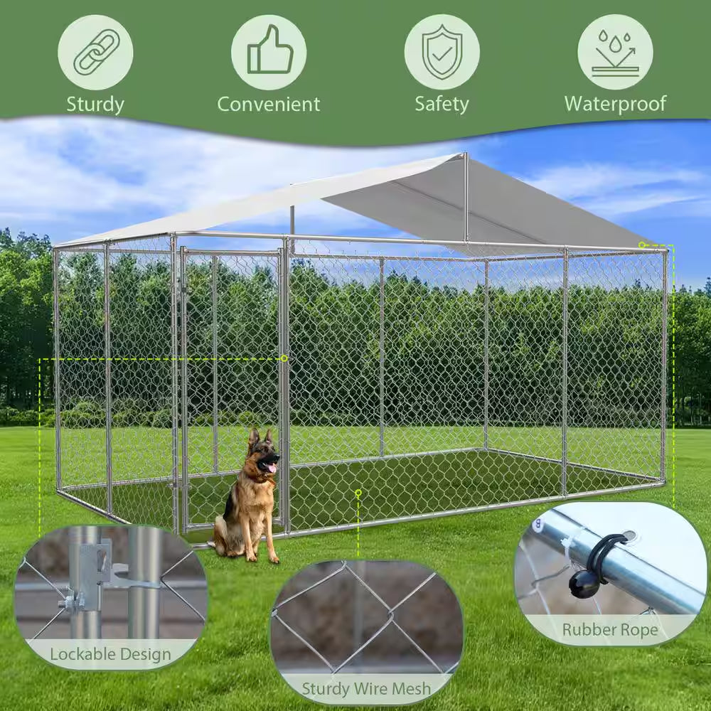 13 Ft. X 13 Ft. X 7.6 Ft. Outdoor Large Dog Kennel Heavy Duty Pet Playpen Poultry Cage Dog Exercise Pen