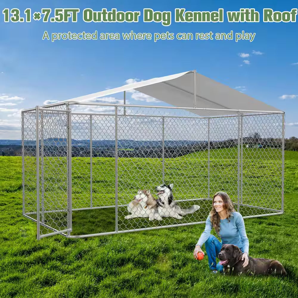 13 Ft. X 13 Ft. X 7.6 Ft. Outdoor Large Dog Kennel Heavy Duty Pet Playpen Poultry Cage Dog Exercise Pen