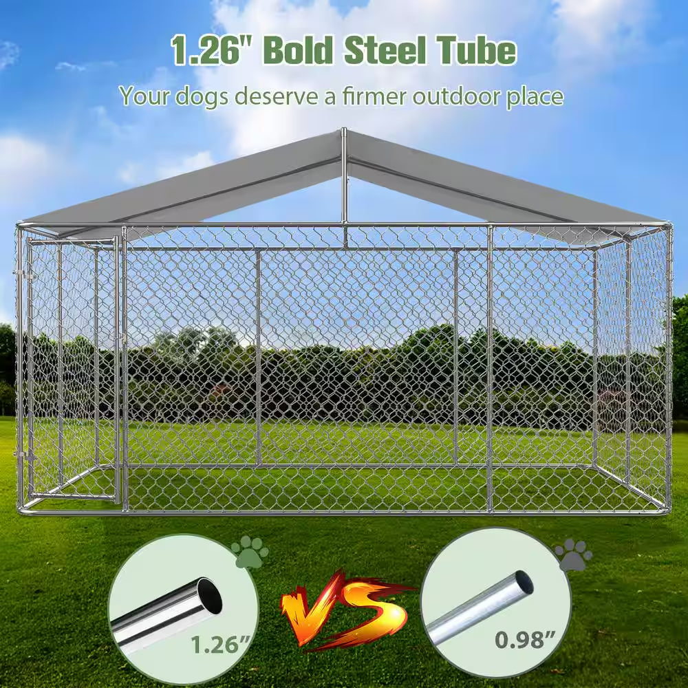 13 Ft. X 13 Ft. X 7.6 Ft. Outdoor Large Dog Kennel Heavy Duty Pet Playpen Poultry Cage Dog Exercise Pen