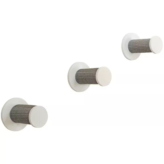 3-Pieces Wall Mount Climbing Steps, Cat Scratching Posts, Jumping Platform, Perches in Gray/White (Set 3)